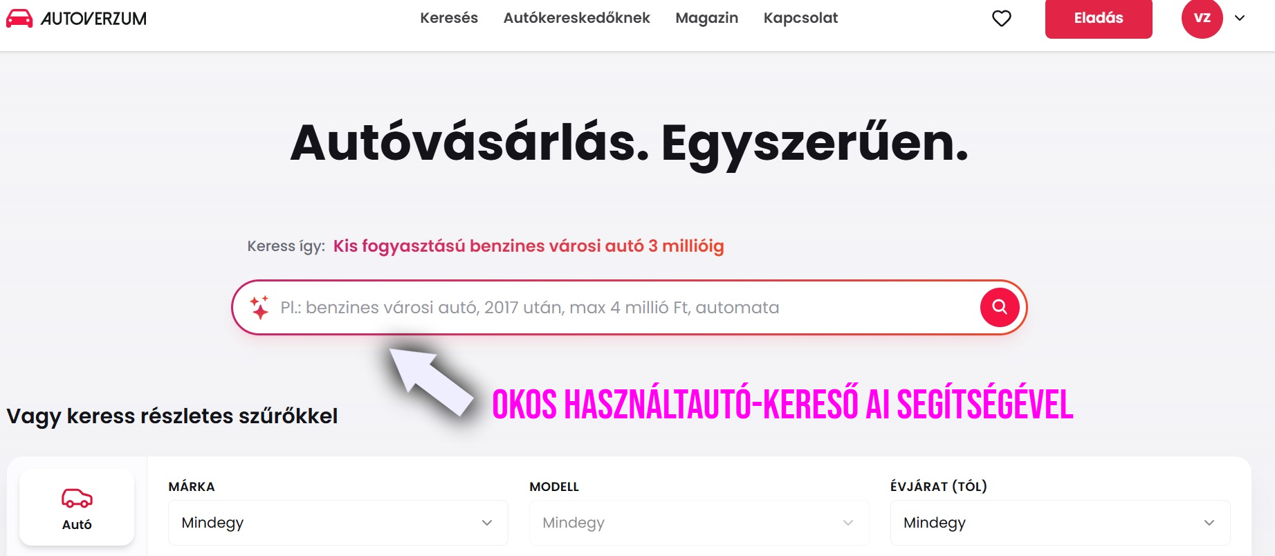 AI alapú használtautó-kereső: Autoverzum.hu