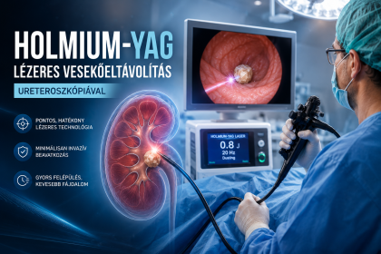 Holmium-YAG lézeres veseműtét, vesekőeltávolítás ureteroszkópiával.